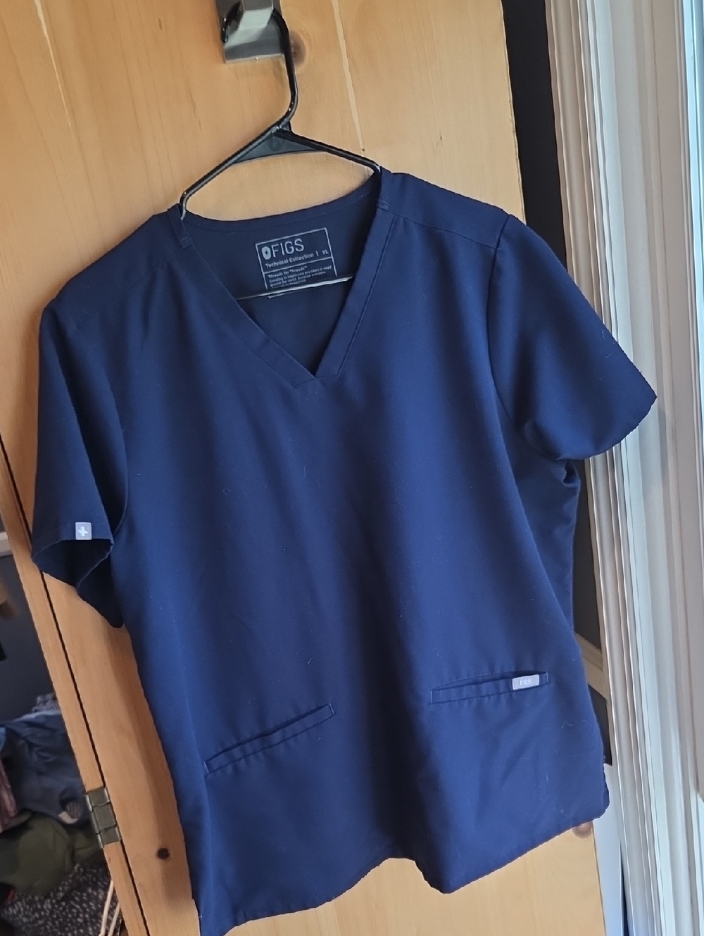 Figs Navy Blue V-Neck Scrub Top